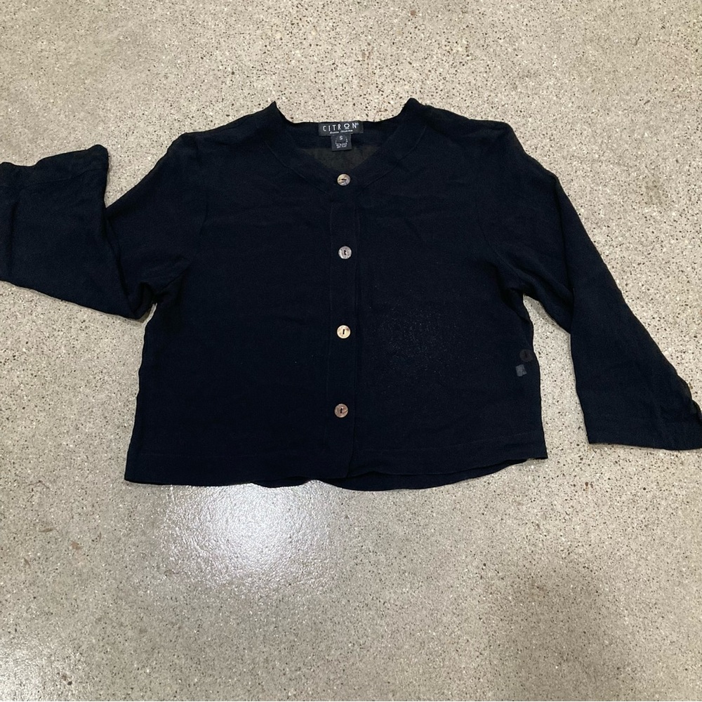CITRON Santa Monica Vintage Sheer Black Blouse Size S
